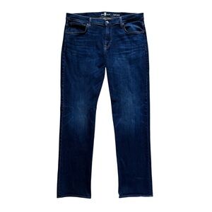 7 For All Mankind Carsen Straight Jeans Dark Indigo Denim Size 38